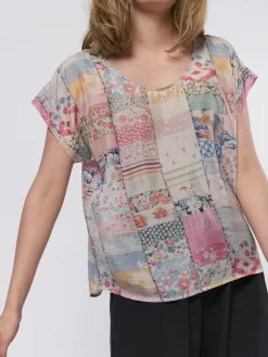 Pop Over Patchwork Blouse -Orciani Store raquel allegra pop over patchwork blouse 6
