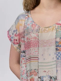 Pop Over Patchwork Blouse -Orciani Store raquel allegra pop over patchwork blouse 7