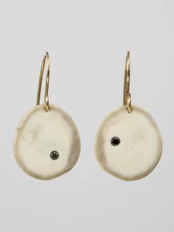 Antler Slice Earrings With Black Diamonds