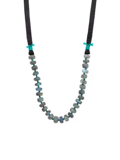 Orciani Store 26 Faceted Labradorite, Silk, 14K Gold, And Leather Necklace