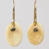 Fossil Ivory Earrings With Raw Black Diamond