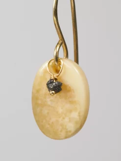 Fossil Ivory Earrings With Raw Black Diamond -Orciani Store renee garvey fossil ivory earrings with raw black 2
