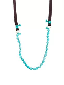 Orciani Store 34 Russian Amazonite, Silk, 14K Gold, Antler, And Leather Necklace