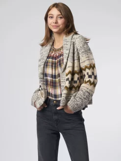 Geo Check Lodge Cardigan Grey -Orciani Store the great geo check lodge cardigan grey 1