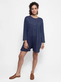 The Henley Romper Navy With Valentine Hearts