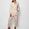The Herringbone Roundtop Jumpsuit Cream