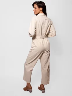 The Herringbone Roundtop Jumpsuit Cream -Orciani Store the great the herringbone roundtop jumpsuit cream 2