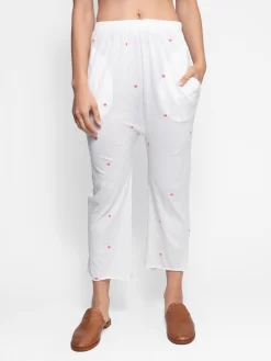 The Lounge Crop Pant Washed White With Valentine Hearts