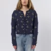 The Petal Bobble Cardigan Navy Sky