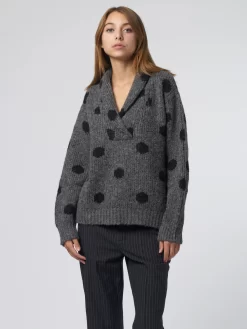 The Polkadot Henley Pull Over Charcoal