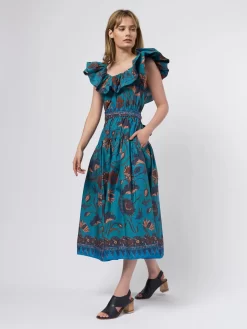 ULLA JOHNSON Amira Dress Lagoon -Orciani Store ulla johnson amira dress lagoon 2