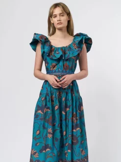ULLA JOHNSON Amira Dress Lagoon -Orciani Store ulla johnson amira dress lagoon 3