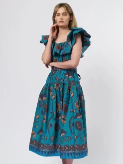 ULLA JOHNSON Amira Dress Lagoon -Orciani Store ulla johnson amira dress lagoon 4