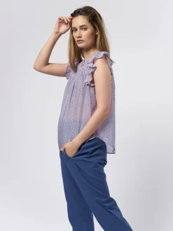 Bria Top Blu Flora -Orciani Store xirena bria top blu flora 2