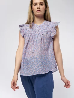 Bria Top Blu Flora -Orciani Store xirena bria top blu flora 4