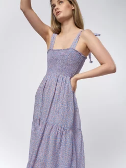 Lorraine Dress Blu Flora -Orciani Store xirena lorraine dress blu flora 4